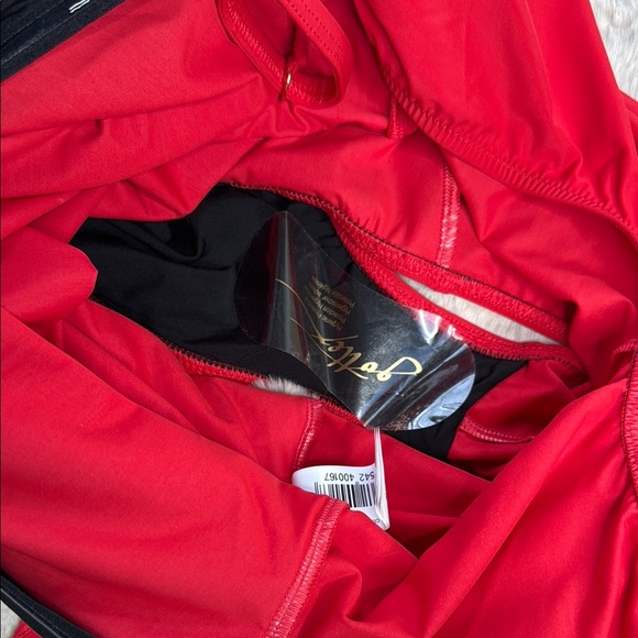 Gottex | Lattice V-Neck Criss Cross Ruched  One Piece Bathing Suit, Size 18 NWT - Picture 10 of 16